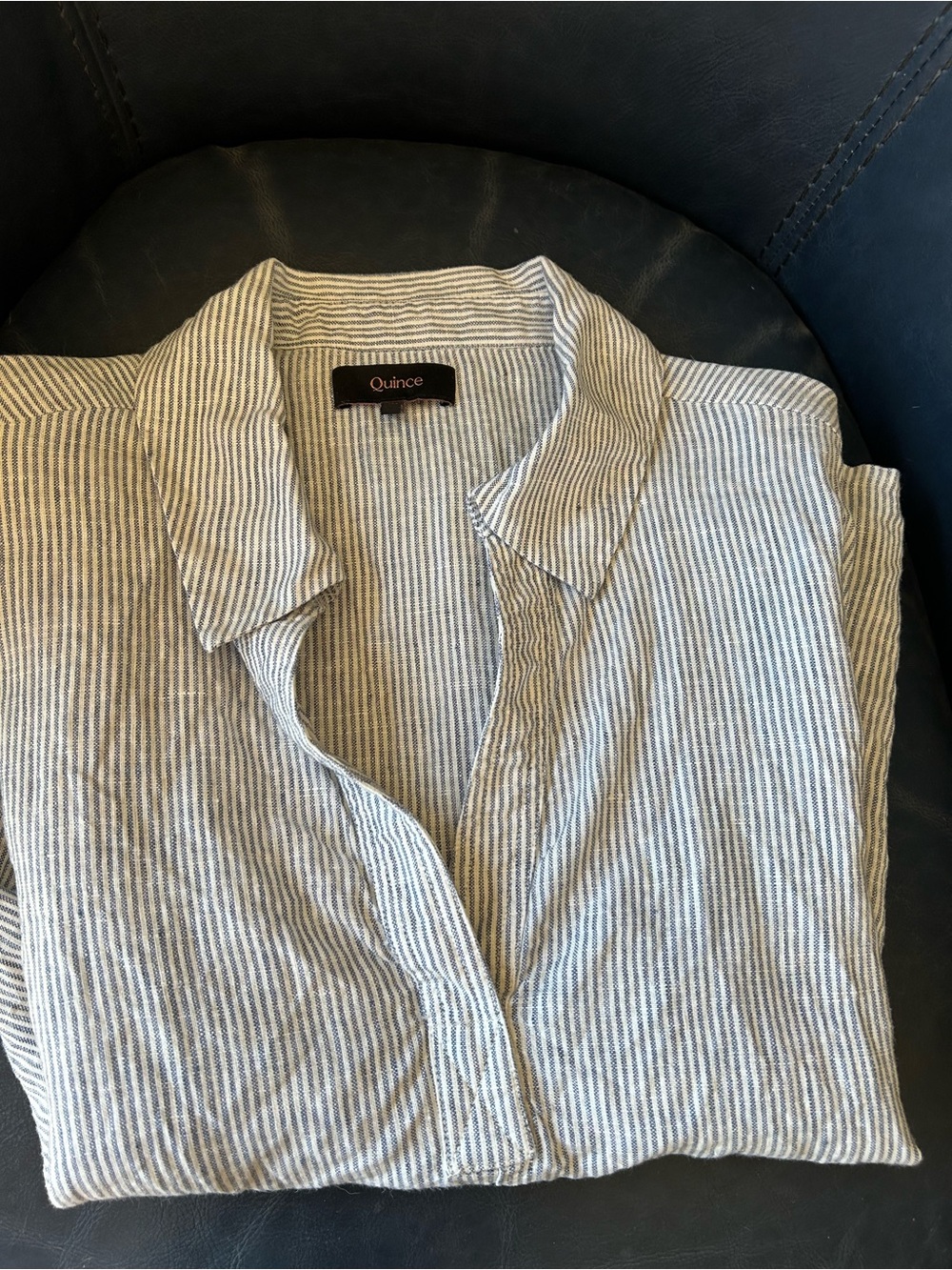 NEW 100% European Linen Short Sleeve Popover Top M - Picture 2 of 7